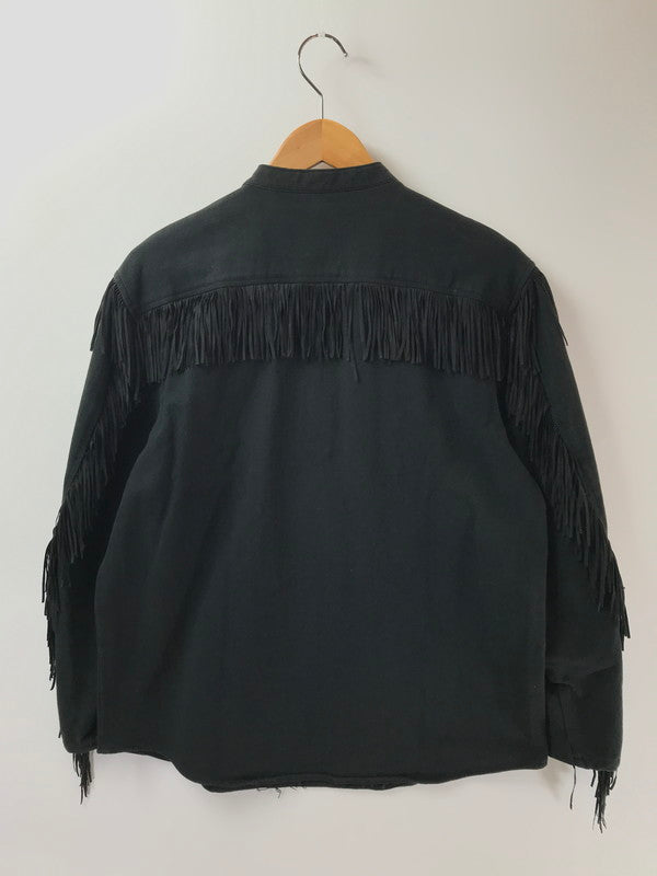【中古品】 WOLFMAN ウルフマン 80～90’s HALF BUTTON FRINGE SHIRT GM251-50005B ハーフボタン フリンジ シャツ トップス 145-260402-rt-02-tag サイズ：表記なし 下記参照 カラー：ブラック 万代Net店