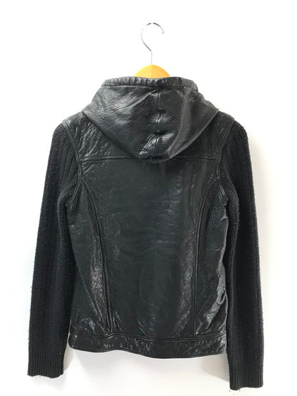 【中古品】【メンズ】 THEE OLD CIRCUS サーカス ARM RIB KNIT HOODED RIDERS JACKET CL-005 アーム リブニット フーデッド ライダース ジャケット 147-260416-rt-07-tag サイズ：1 カラー：ブラック 万代Net店