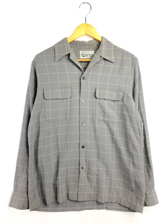 【現状渡し品】【メンズ】 WACKO MARIA ワコマリア L/S CHECK OPEN COLLAR SHIRT ロングスリーブ チェック オープンカラー シャツ 142-260325-rt-13-tag サイズ：S カラー：ブラック 万代Net店