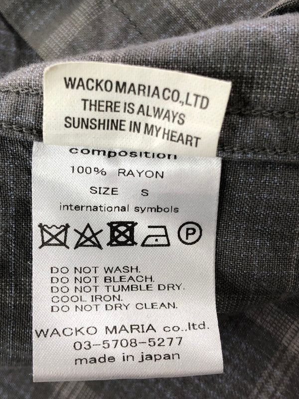 【現状渡し品】【メンズ】 WACKO MARIA ワコマリア L/S CHECK OPEN COLLAR SHIRT ロングスリーブ チェック オープンカラー シャツ 142-260325-rt-13-tag サイズ：S カラー：ブラック 万代Net店