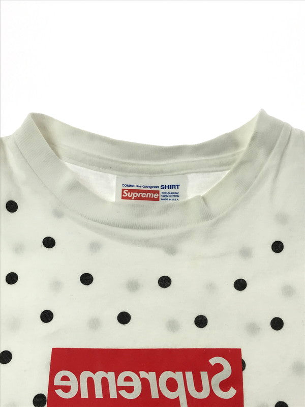 【中古品】【メンズ】 SUPREME シュプリーム ×COMME DES GARCONS SHIRT コムデギャルソン シャツ 12SS POLKA DOT BOX LOGO TEE ポルカ ドット Tシャツ 半Tシャツ 149-260427-na-16-tagh サイズ：M カラー：ホワイト 万代Net店
