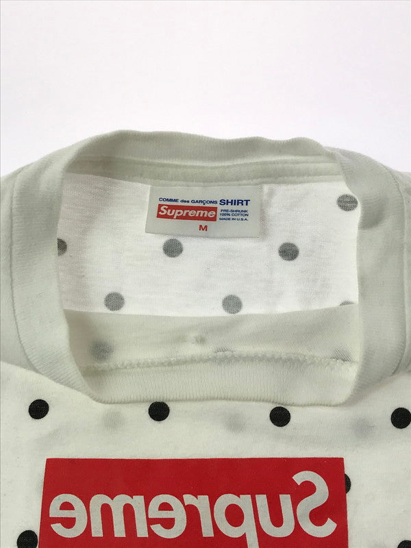 【中古品】【メンズ】 SUPREME シュプリーム ×COMME DES GARCONS SHIRT コムデギャルソン シャツ 12SS POLKA DOT BOX LOGO TEE ポルカ ドット Tシャツ 半Tシャツ 149-260427-na-16-tagh サイズ：M カラー：ホワイト 万代Net店