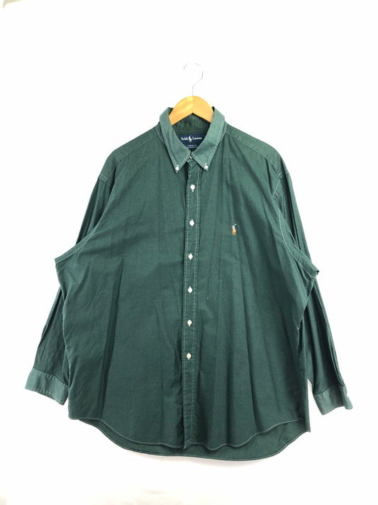 【中古品】【メンズ】 RALPH LAUREN ラルフローレン YARMOUTH ヤーマス 90's L/S BD SHIRT 90年代 ロングスリーブ ボタンダウンシャツ トップス 146-260514-rt-17-tagh サイズ：18 カラー：グリーン 万代Net店