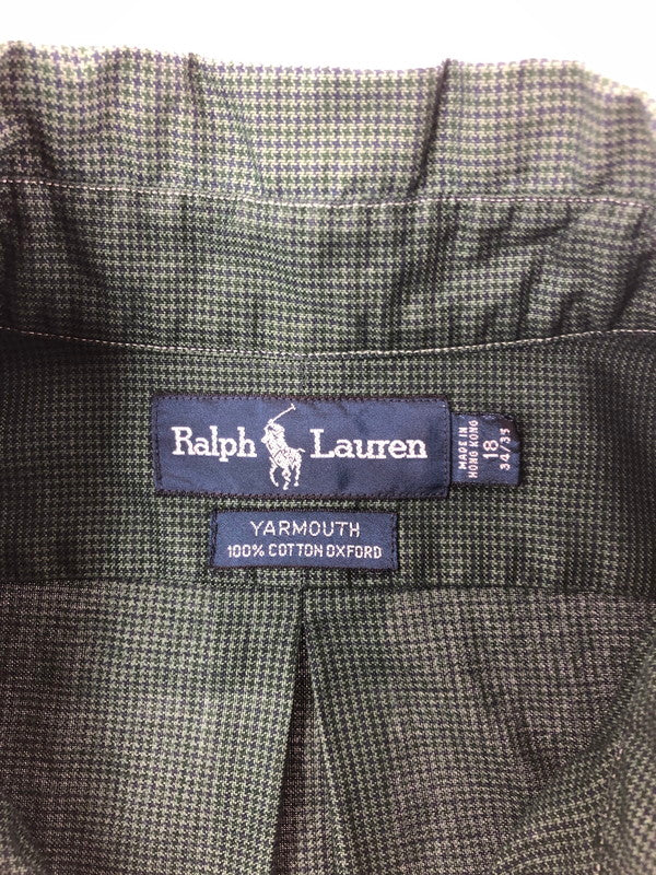 【中古品】【メンズ】 RALPH LAUREN ラルフローレン YARMOUTH ヤーマス 90's L/S BD SHIRT 90年代 ロングスリーブ ボタンダウンシャツ トップス 146-260514-rt-17-tagh サイズ：18 カラー：グリーン 万代Net店
