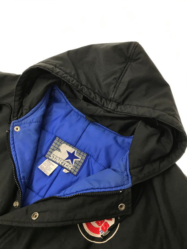 【現状渡し品】【メンズ】 STARTER スターター 90's CUBS HOODED PUFFER JACKET BLACK 90年代 パファー ジャケット アウター 146-260822-rt-18-tagh サイズ：L カラー：ブラック 万代Net店