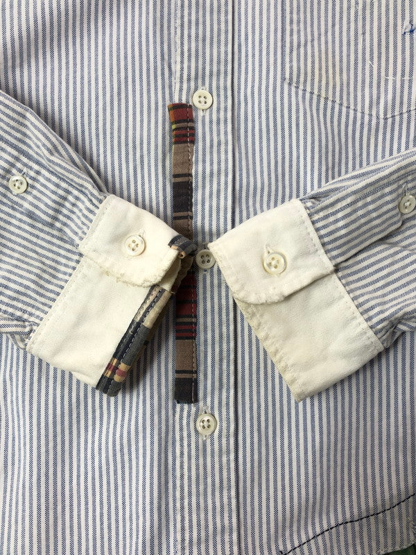 【中古品】【メンズ】 RRL ダブルアールエル L/S BD STRIPE SHIRT LHS-PM-KS-6500 ロングスリーブ ボタンダウン シャツ トップス 145-260403-rt-09-tagh サイズ：XS カラー：ライトブルー/ホワイト 万代Net店