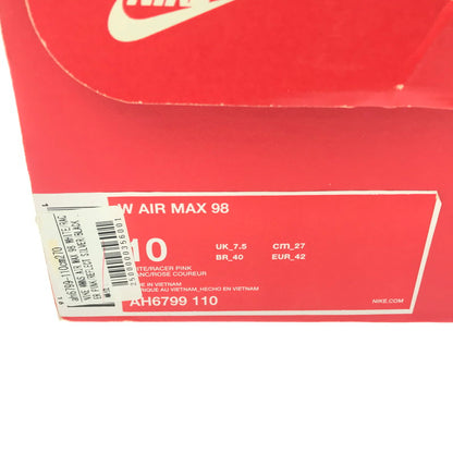 【現状渡し品】【メンズ】 NIKE ナイキ WMNS AIR MAX 98 AH6799-110 ウィメンズ エアマックス 98 スニーカー 靴 160-260411-na-07-tagh サイズ：27cm US 10 カラー：WHITE/RACER PINK-REFLECT SILVER 万代Net店