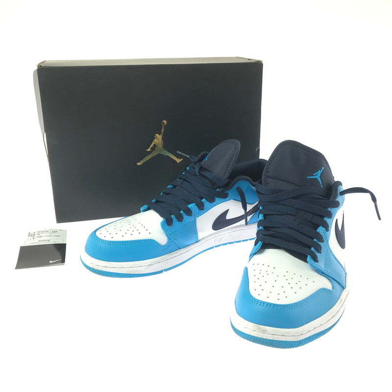 【中古品】【メンズ】 NIKE ナイキ AIR JORDAN 1 LOW 553558-144 エアジョーダン 1 ロー スニーカー 靴 160-260411-na-02-tagh サイズ：26.5cm US 8.5 カラー：WHITE/DK POWDER BLUE-OBSIDIAN 万代Net店