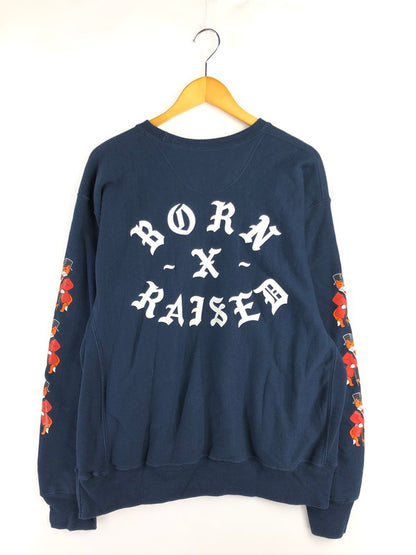 【中古品】【メンズ】 BORN X RAISED CHAMPION ボーン アンド レイズド チャンピオン 90～00's PREMIUM REVERSE WEAVE PRINT CREWNECK SWEAT 146-260326-rt-05-tag サイズ：L カラー：ネイビー 万代Net店