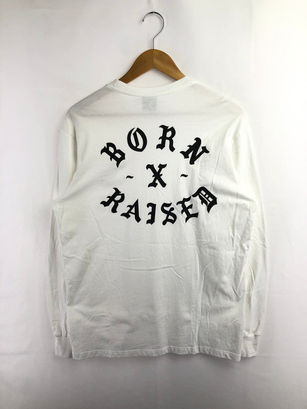 【中古品】【メンズ】 BORN X RAISED ボーンレイズド L/S PRINT T-SHIRT プリントTシャツ 長袖Tシャツ 142-260516-na-15-tagh サイズ：M カラー：ホワイト 万代Net店