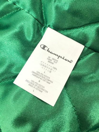 【中古品】【メンズ】 SUPREME シュプリーム × CHAMPION チャンピオン 18AW HOODED SATIN VARSITY JACKET フーデッド サテン バーシティー ジャケット アウター 149-260424-rt-28-tagh サイズ：L カラー：グリーン 万代Net店