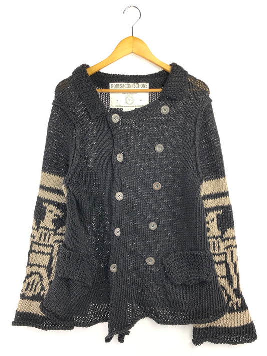 【中古品】【メンズ】 ROBES&CONFECTIONS ローブス＆コンフェクションズ LINEN LOWGAUGE CARDIGAN リネン ローゲージ カーディガン 140-260404-rt-09-tag サイズ：3 カラー：ブラック 万代Net店