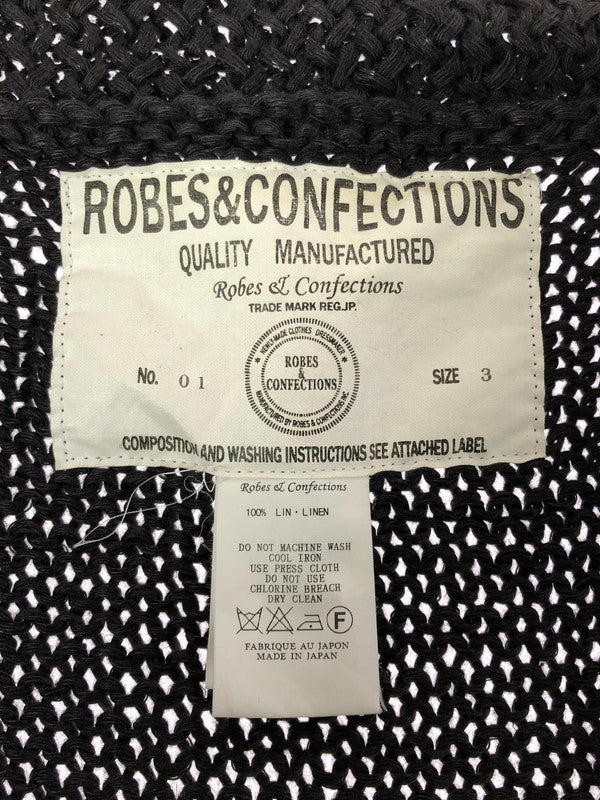 【中古品】【メンズ】 ROBES&CONFECTIONS ローブス＆コンフェクションズ LINEN LOWGAUGE CARDIGAN リネン ローゲージ カーディガン 140-260404-rt-09-tag サイズ：3 カラー：ブラック 万代Net店