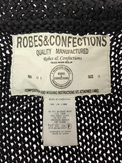 【中古品】【メンズ】 ROBES&CONFECTIONS ローブス＆コンフェクションズ LINEN LOWGAUGE CARDIGAN リネン ローゲージ カーディガン 140-260404-rt-09-tag サイズ：3 カラー：ブラック 万代Net店