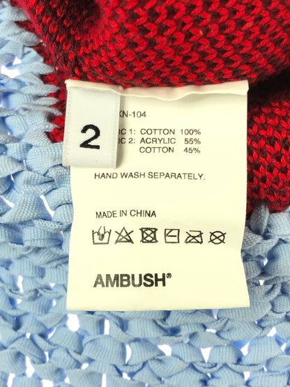 【中古品】【メンズ】 AMBUSH アンブッシュ 17AW LOVE&LIFE KNITTED OVERSIZED SWEATER AMBKN-104 編み込みオーバーサイズニット 142-260404-rt-08-tag サイズ：2 カラー：ライトブルー 万代Net店