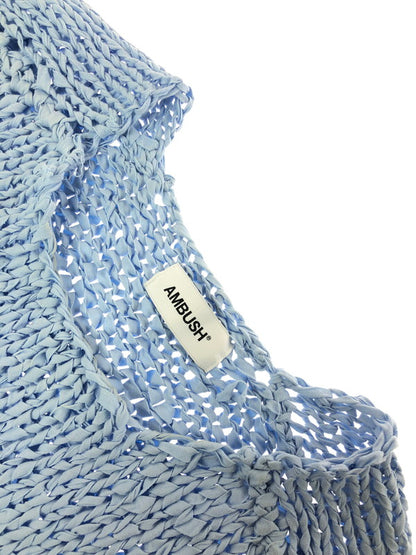 【中古品】【メンズ】 AMBUSH アンブッシュ 17AW LOVE&LIFE KNITTED OVERSIZED SWEATER AMBKN-104 編み込みオーバーサイズニット 142-260404-rt-08-tag サイズ：2 カラー：ライトブルー 万代Net店