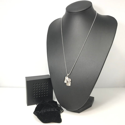 【中古品】【メンズ】 DIESEL ディーゼル MINI DOUBLE DOG TAG NECKLACE DX0202040 ミニ ダブル ドッグ タグ ネックレス アクセサリー 192-260626-rt-03-tagh カラー：シルバー 万代Net店