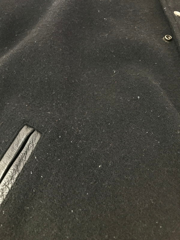 【現状渡し品】【メンズ】 VANTAGE ヴィンテージ MADE IN CANADA LEATHER VARSITY JACKET ALL BLACK カナダ製 レザー バーシティー ジャケット アウター 146-260904-rt-09-tagh サイズ：L カラー：ブラック 万代Net店