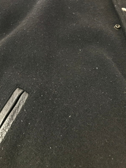 【現状渡し品】【メンズ】 VANTAGE ヴィンテージ MADE IN CANADA LEATHER VARSITY JACKET ALL BLACK カナダ製 レザー バーシティー ジャケット アウター 146-260904-rt-09-tagh サイズ：L カラー：ブラック 万代Net店