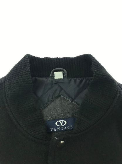 【現状渡し品】【メンズ】 VANTAGE ヴィンテージ MADE IN CANADA LEATHER VARSITY JACKET ALL BLACK カナダ製 レザー バーシティー ジャケット アウター 146-260904-rt-09-tagh サイズ：L カラー：ブラック 万代Net店