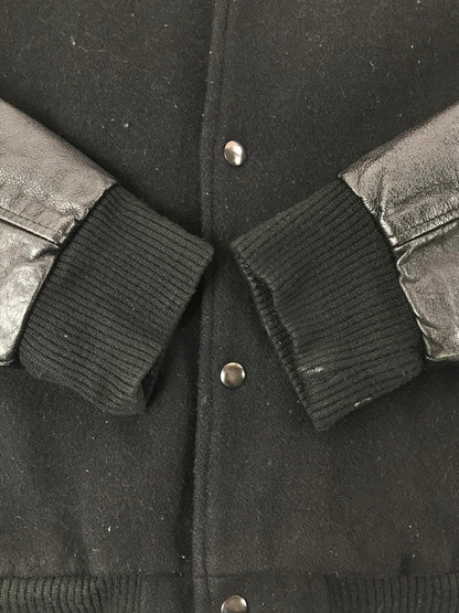 【現状渡し品】【メンズ】 VANTAGE ヴィンテージ MADE IN CANADA LEATHER VARSITY JACKET ALL BLACK カナダ製 レザー バーシティー ジャケット アウター 146-260904-rt-09-tagh サイズ：L カラー：ブラック 万代Net店