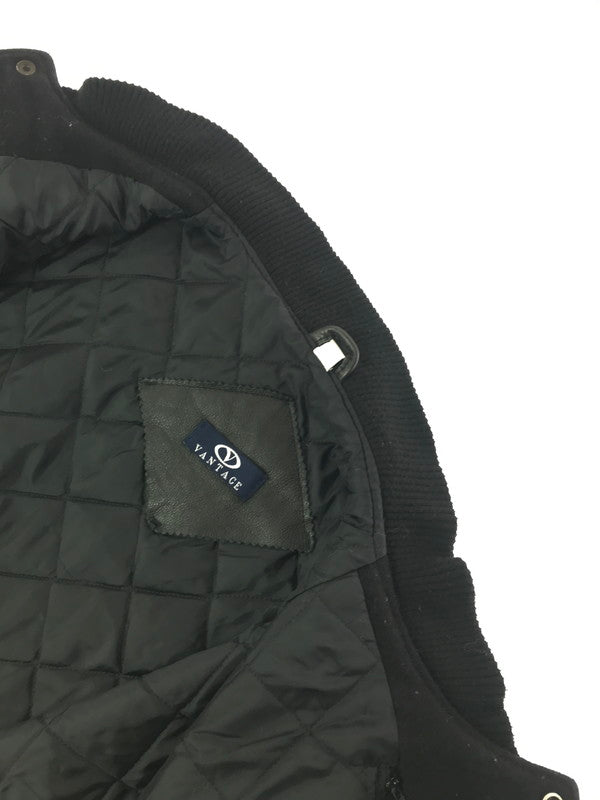 【現状渡し品】【メンズ】 VANTAGE ヴィンテージ MADE IN CANADA LEATHER VARSITY JACKET ALL BLACK カナダ製 レザー バーシティー ジャケット アウター 146-260904-rt-09-tagh サイズ：L カラー：ブラック 万代Net店
