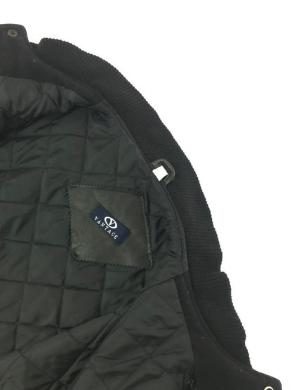 【現状渡し品】【メンズ】 VANTAGE ヴィンテージ MADE IN CANADA LEATHER VARSITY JACKET ALL BLACK カナダ製 レザー バーシティー ジャケット アウター 146-260904-rt-09-tagh サイズ：L カラー：ブラック 万代Net店