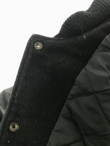 【現状渡し品】【メンズ】 VANTAGE ヴィンテージ MADE IN CANADA LEATHER VARSITY JACKET ALL BLACK カナダ製 レザー バーシティー ジャケット アウター 146-260904-rt-09-tagh サイズ：L カラー：ブラック 万代Net店