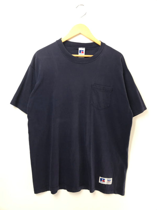 【現状渡し品】【メンズ】 RUSSELL ATHLETIC ラッセル 90'S USA製 HIGH COTTON POCKET T-SHIRT 90年代 コットン ポケット Tシャツ 半袖Tシャツ 146-260506-na-15-tag サイズ：L カラー：ネイビー 万代Net店