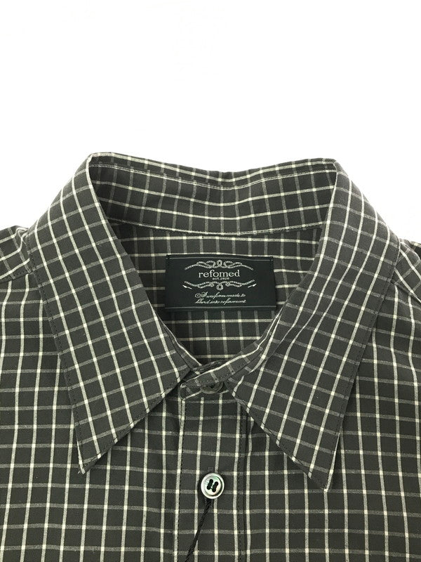 【中古美品】【メンズ】 REFOMED リフォメッド RESH-027 WRIST PATCH SLOUCH SHIRT リストパッチ スラウチシャツ チェックシャツ 長袖シャツ 140-260405-na-09-tag サイズ：3 カラー：ブラック系 万代Net店