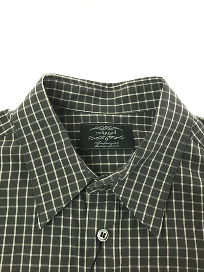 【中古美品】【メンズ】 REFOMED リフォメッド RESH-027 WRIST PATCH SLOUCH SHIRT リストパッチ スラウチシャツ チェックシャツ 長袖シャツ 140-260405-na-09-tag サイズ：3 カラー：ブラック系 万代Net店