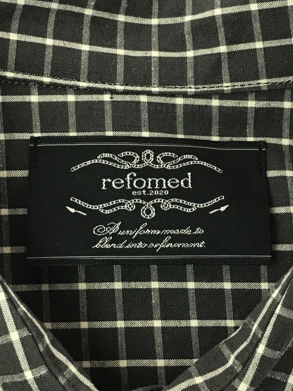 【中古美品】【メンズ】 REFOMED リフォメッド RESH-027 WRIST PATCH SLOUCH SHIRT リストパッチ スラウチシャツ チェックシャツ 長袖シャツ 140-260405-na-09-tag サイズ：3 カラー：ブラック系 万代Net店