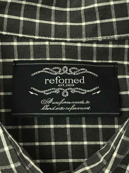 【中古美品】【メンズ】 REFOMED リフォメッド RESH-027 WRIST PATCH SLOUCH SHIRT リストパッチ スラウチシャツ チェックシャツ 長袖シャツ 140-260405-na-09-tag サイズ：3 カラー：ブラック系 万代Net店