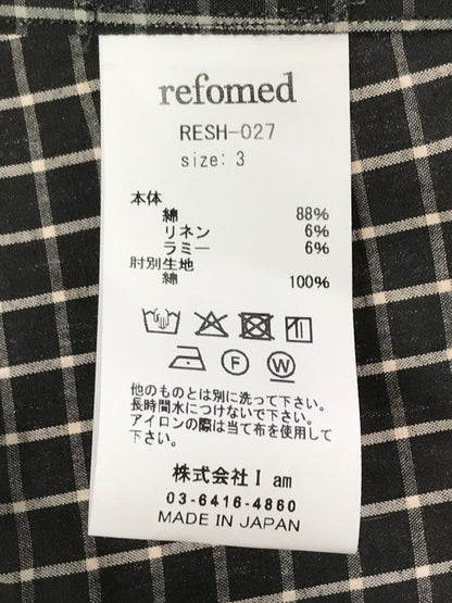 【中古美品】【メンズ】 REFOMED リフォメッド RESH-027 WRIST PATCH SLOUCH SHIRT リストパッチ スラウチシャツ チェックシャツ 長袖シャツ 140-260405-na-09-tag サイズ：3 カラー：ブラック系 万代Net店