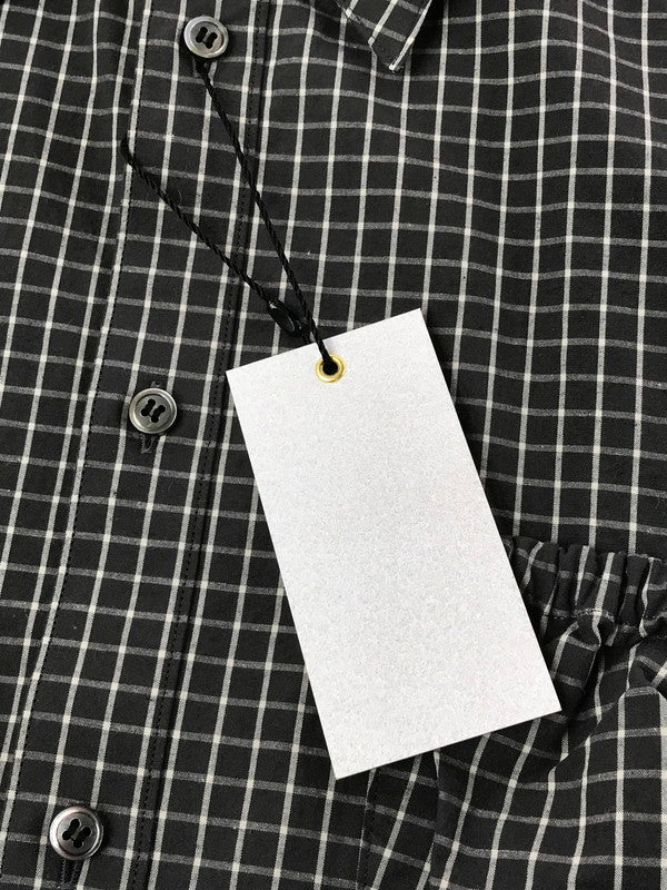 【中古美品】【メンズ】 REFOMED リフォメッド RESH-027 WRIST PATCH SLOUCH SHIRT リストパッチ スラウチシャツ チェックシャツ 長袖シャツ 140-260405-na-09-tag サイズ：3 カラー：ブラック系 万代Net店