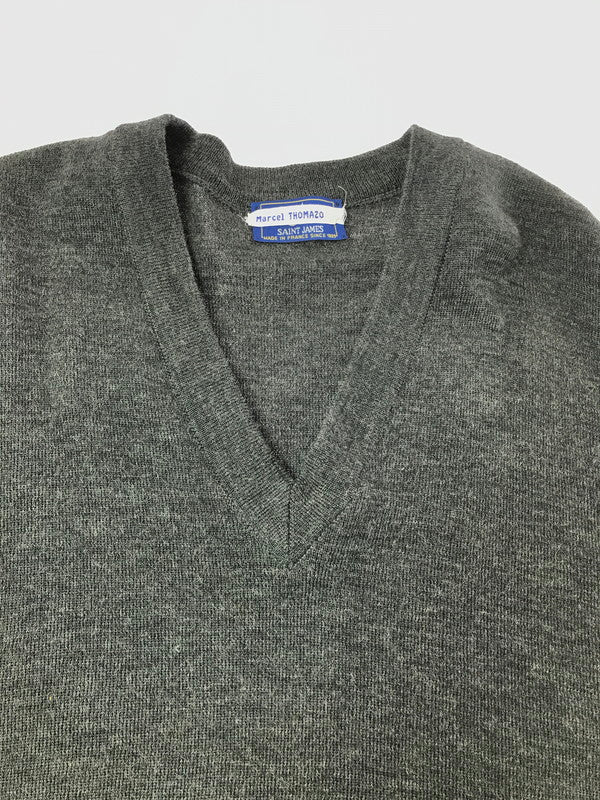 【中古品】【メンズ】 SAINT JAMES セントジェームス 80～90's V-NECK KNIT SWEATER GRAY Vネック ニット セーター FRANCE製 トップス 146-260820-rt-13-tag サイズ：XL カラー：グレー 万代Net店