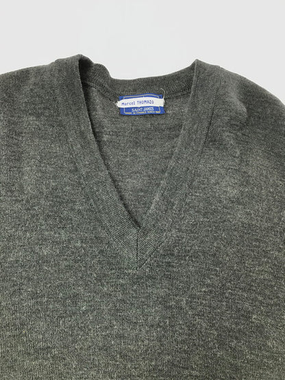 【中古品】【メンズ】 SAINT JAMES セントジェームス 80～90's V-NECK KNIT SWEATER GRAY Vネック ニット セーター FRANCE製 トップス 146-260820-rt-13-tag サイズ：XL カラー：グレー 万代Net店
