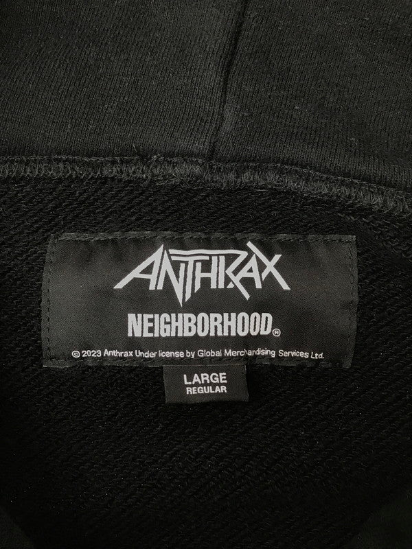【中古品】【メンズ】 NEIGHBORHOOD ネイバーフッド × ANTHRAX アンスラックス SWEATPARKA 232UWNH-CSM02S スウェット パーカー ブラック 142-260408-rt-05-tag サイズ：L カラー：ブラック 万代Net店