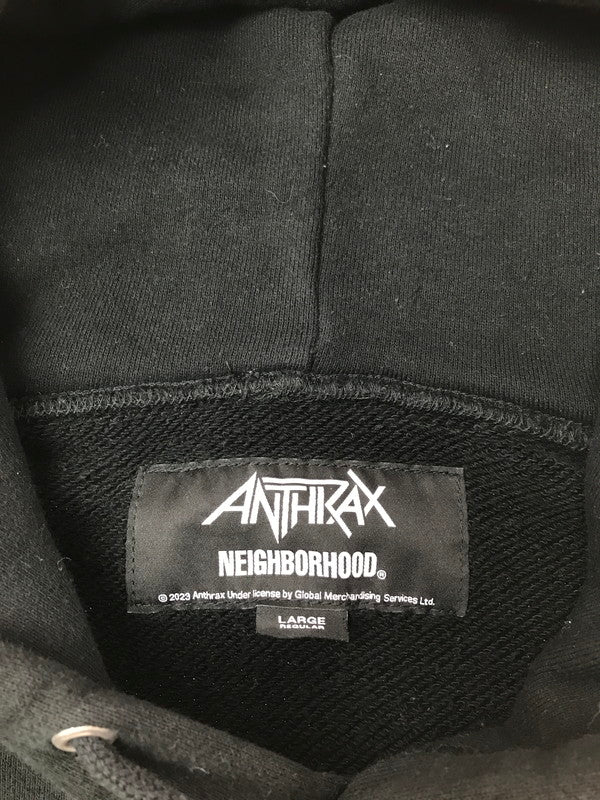 【中古品】【メンズ】 NEIGHBORHOOD ネイバーフッド × ANTHRAX アンスラックス SWEATPARKA 232UWNH-CSM02S スウェット パーカー ブラック 142-260408-rt-05-tag サイズ：L カラー：ブラック 万代Net店