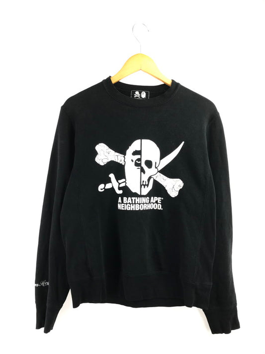 【中古品】【メンズ】 NEIGHBORHOOD ネイバーフッド × A BATHING APE ア ベイシング エイプ SKULL CREWNECK 001SWE731908X スカル クルーネック スウェット トレーナー 142-260408-rt-03-tag サイズ：M カラー：ブラック 万代Net店