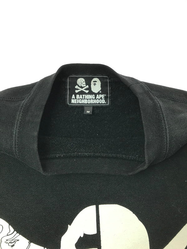 【中古品】【メンズ】 NEIGHBORHOOD ネイバーフッド × A BATHING APE ア ベイシング エイプ SKULL CREWNECK 001SWE731908X スカル クルーネック スウェット トレーナー 142-260408-rt-03-tag サイズ：M カラー：ブラック 万代Net店