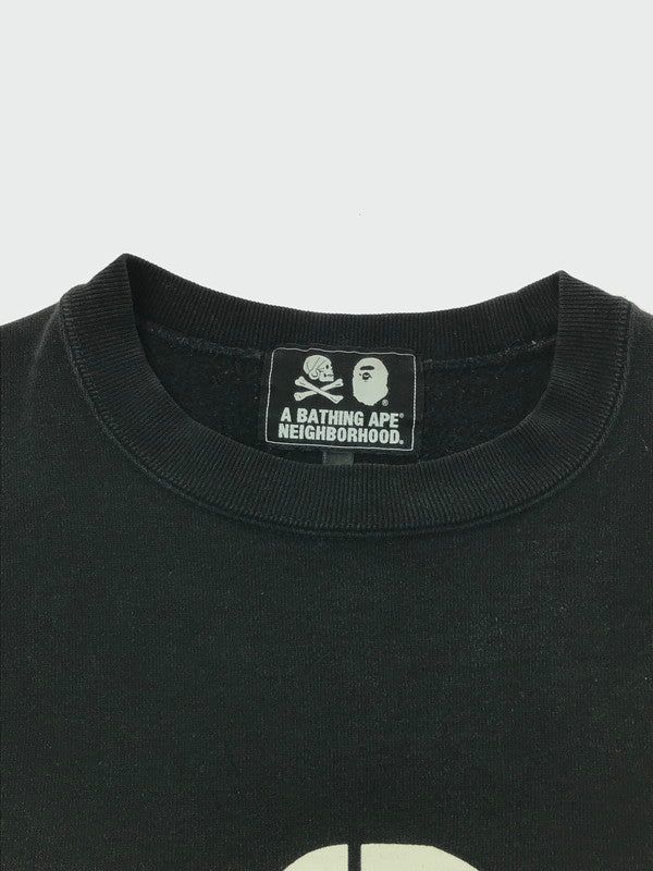 【中古品】【メンズ】 NEIGHBORHOOD ネイバーフッド × A BATHING APE ア ベイシング エイプ SKULL CREWNECK 001SWE731908X スカル クルーネック スウェット トレーナー 142-260408-rt-03-tag サイズ：M カラー：ブラック 万代Net店
