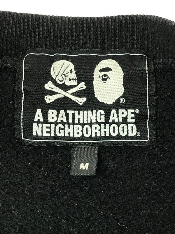 【中古品】【メンズ】 NEIGHBORHOOD ネイバーフッド × A BATHING APE ア ベイシング エイプ SKULL CREWNECK 001SWE731908X スカル クルーネック スウェット トレーナー 142-260408-rt-03-tag サイズ：M カラー：ブラック 万代Net店