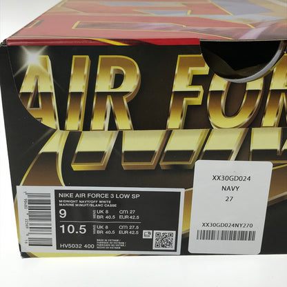 【中古美品】【メンズ】 NIKE ナイキ ×NIGO ニゴー AIR FORCE 3 LOW SP HV5032-400 エアフォース 3 ロー スニーカー 靴 160-260616-na-19-tagh サイズ：27cm US 9 カラー：MIDNIGHT NAVY/OFF WHITE 万代Net店