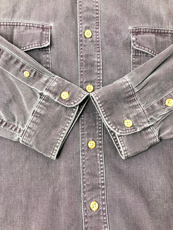 【中古品】【メンズ】 EDDIE BAUER エディー・バウアー 80's ELKHORN TWILL L/S SHIRT エルクホーン ツイル ロング スリーブ シャツ トップス 黒タグ ヴィンテージ 146-260516-rt-20-tagh サイズ：不明 下記参照 カラー：パープル 万代Net店