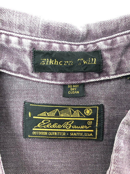 【中古品】【メンズ】 EDDIE BAUER エディー・バウアー 80's ELKHORN TWILL L/S SHIRT エルクホーン ツイル ロング スリーブ シャツ トップス 黒タグ ヴィンテージ 146-260516-rt-20-tagh サイズ：不明 下記参照 カラー：パープル 万代Net店