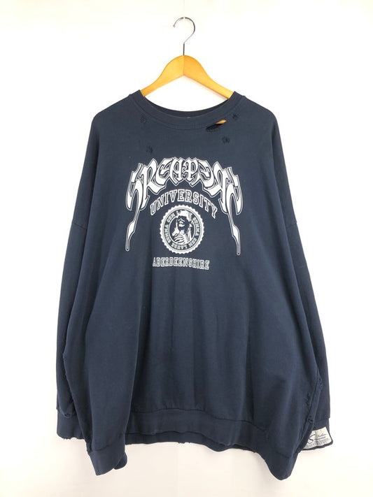 【中古品】【メンズ】 RAF SIMONS ラフシモンズ 22SS DESTROYED CREWNECK SWEATSHIRT 221-M167 ダメージ加工 クルーネック スウェットシャツ トレーナー トップス 141-260411-rt-04-tag カラー：ネイビー 万代Net店