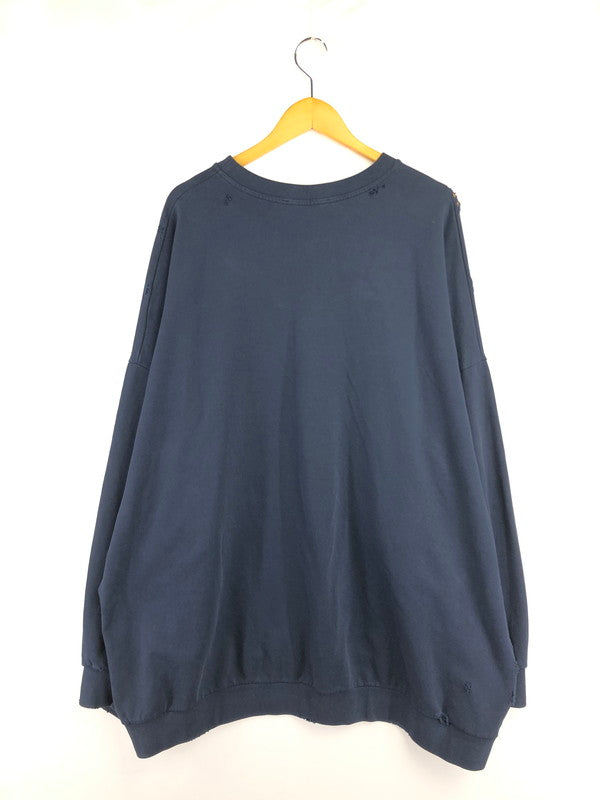 【中古品】【メンズ】 RAF SIMONS ラフシモンズ 22SS DESTROYED CREWNECK SWEATSHIRT 221-M167 ダメージ加工 クルーネック スウェットシャツ トレーナー トップス 141-260411-rt-04-tag カラー：ネイビー 万代Net店