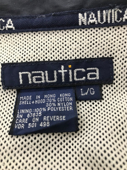 【中古品】【メンズ】 NAUTICA ノーティカ 3-TONE BLOUSON JACKET KHAKI NAVY IVORY 収納フード付き スリートーン ブルゾン ジャケット アウター 146-260822-rt-17-tagh サイズ：L カラー：マルチカラー 万代Net店