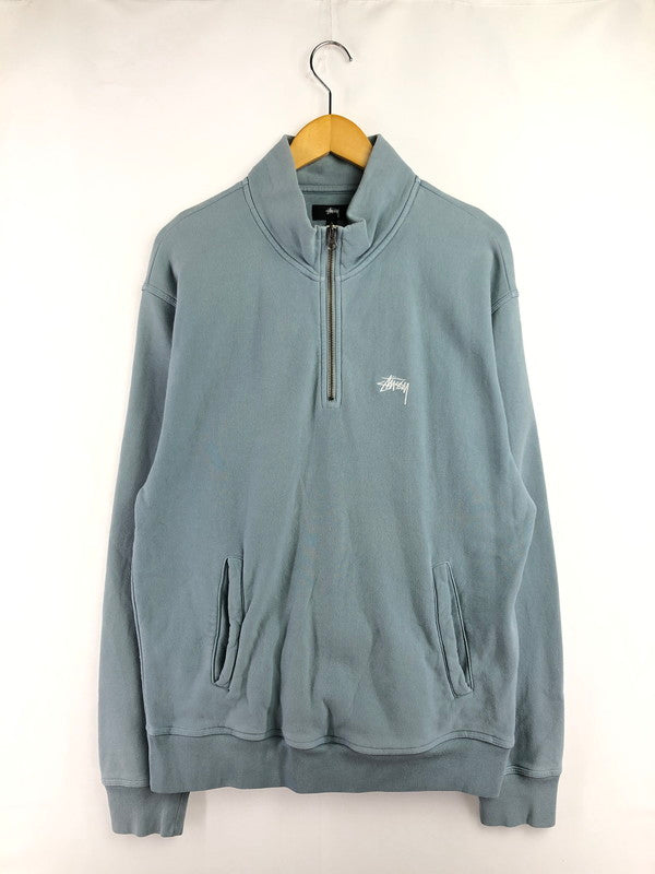 【中古品】【メンズ】 STUSSY ステューシー HALF ZIP SWEAT 118418 ハーフ ジップ スウェット トップス 142-260411-rt-09-tag カラー：ライトブルー 万代Net店